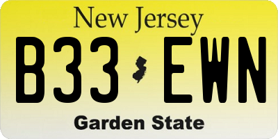 NJ license plate B33EWN