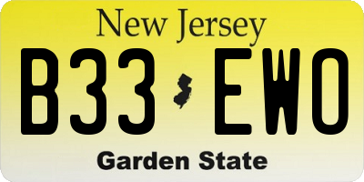 NJ license plate B33EWO