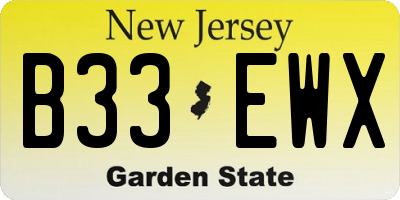 NJ license plate B33EWX