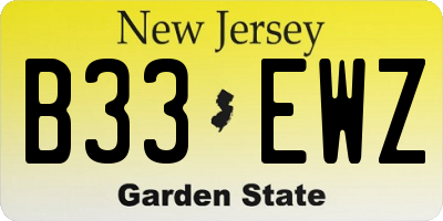 NJ license plate B33EWZ