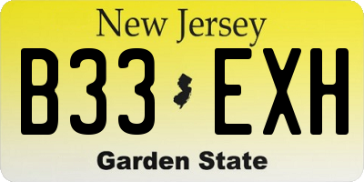 NJ license plate B33EXH