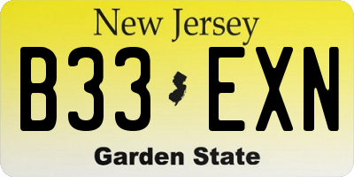 NJ license plate B33EXN