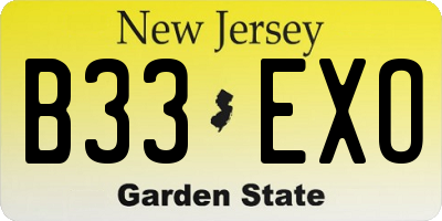 NJ license plate B33EXO