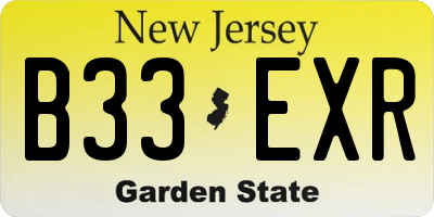 NJ license plate B33EXR