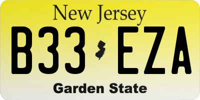NJ license plate B33EZA