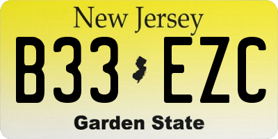 NJ license plate B33EZC
