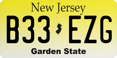 NJ license plate B33EZG