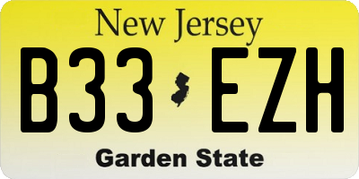 NJ license plate B33EZH