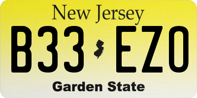 NJ license plate B33EZO