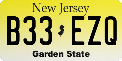 NJ license plate B33EZQ