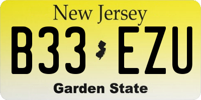 NJ license plate B33EZU