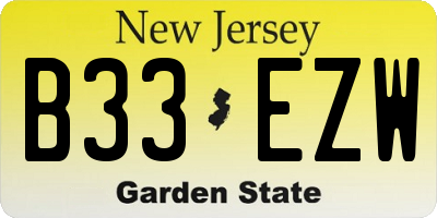 NJ license plate B33EZW