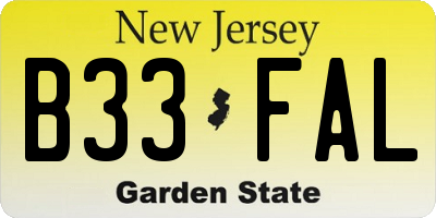 NJ license plate B33FAL