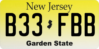 NJ license plate B33FBB