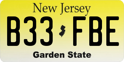 NJ license plate B33FBE