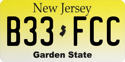 NJ license plate B33FCC