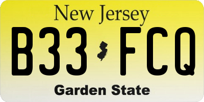 NJ license plate B33FCQ
