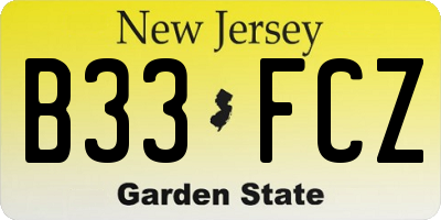 NJ license plate B33FCZ