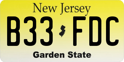 NJ license plate B33FDC
