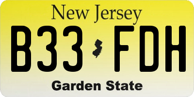 NJ license plate B33FDH