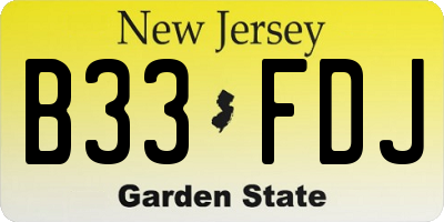 NJ license plate B33FDJ