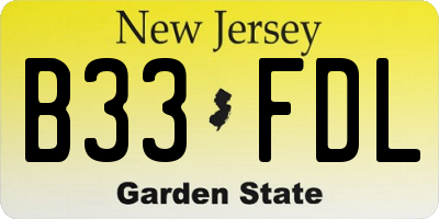 NJ license plate B33FDL