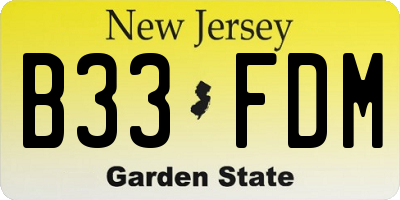 NJ license plate B33FDM