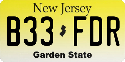 NJ license plate B33FDR