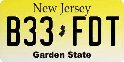 NJ license plate B33FDT