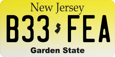 NJ license plate B33FEA