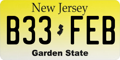 NJ license plate B33FEB
