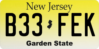 NJ license plate B33FEK