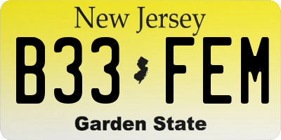 NJ license plate B33FEM