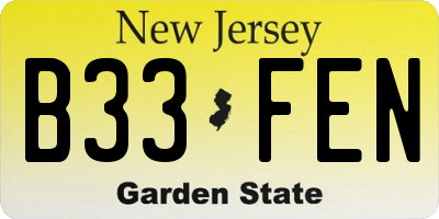 NJ license plate B33FEN
