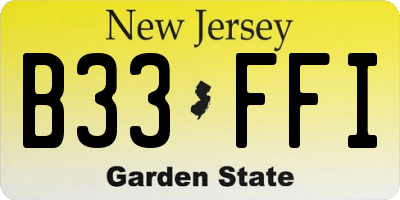 NJ license plate B33FFI