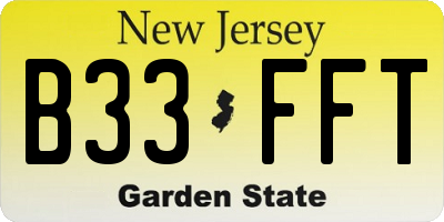 NJ license plate B33FFT