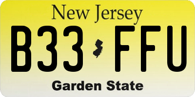 NJ license plate B33FFU
