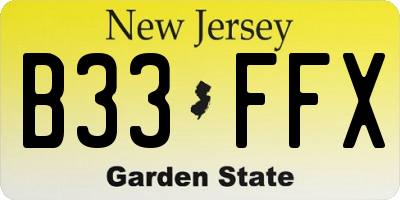NJ license plate B33FFX