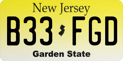 NJ license plate B33FGD