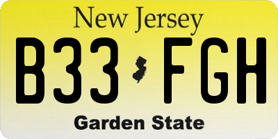 NJ license plate B33FGH