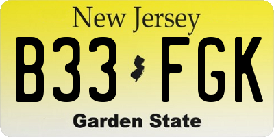 NJ license plate B33FGK
