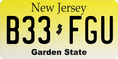 NJ license plate B33FGU