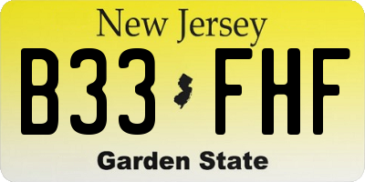 NJ license plate B33FHF