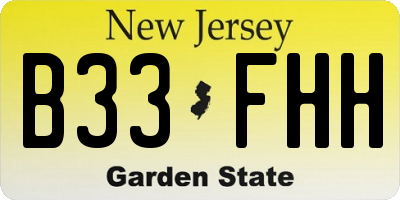 NJ license plate B33FHH