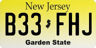 NJ license plate B33FHJ