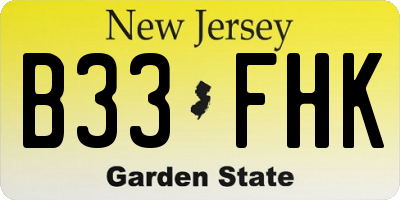 NJ license plate B33FHK