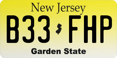 NJ license plate B33FHP