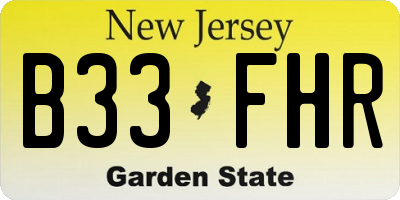 NJ license plate B33FHR