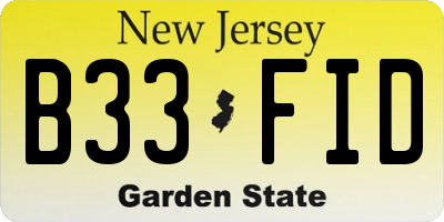 NJ license plate B33FID
