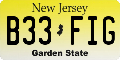 NJ license plate B33FIG
